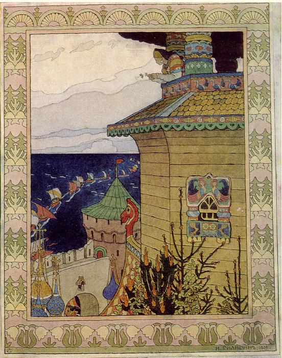 Ivan Bilibin — Turm & Stadt (1905) · Wikimedia Commons (Public Domain) Ivan Bilibin — Turm & Stadt (1905) · Wikimedia Commons (Public Domain)